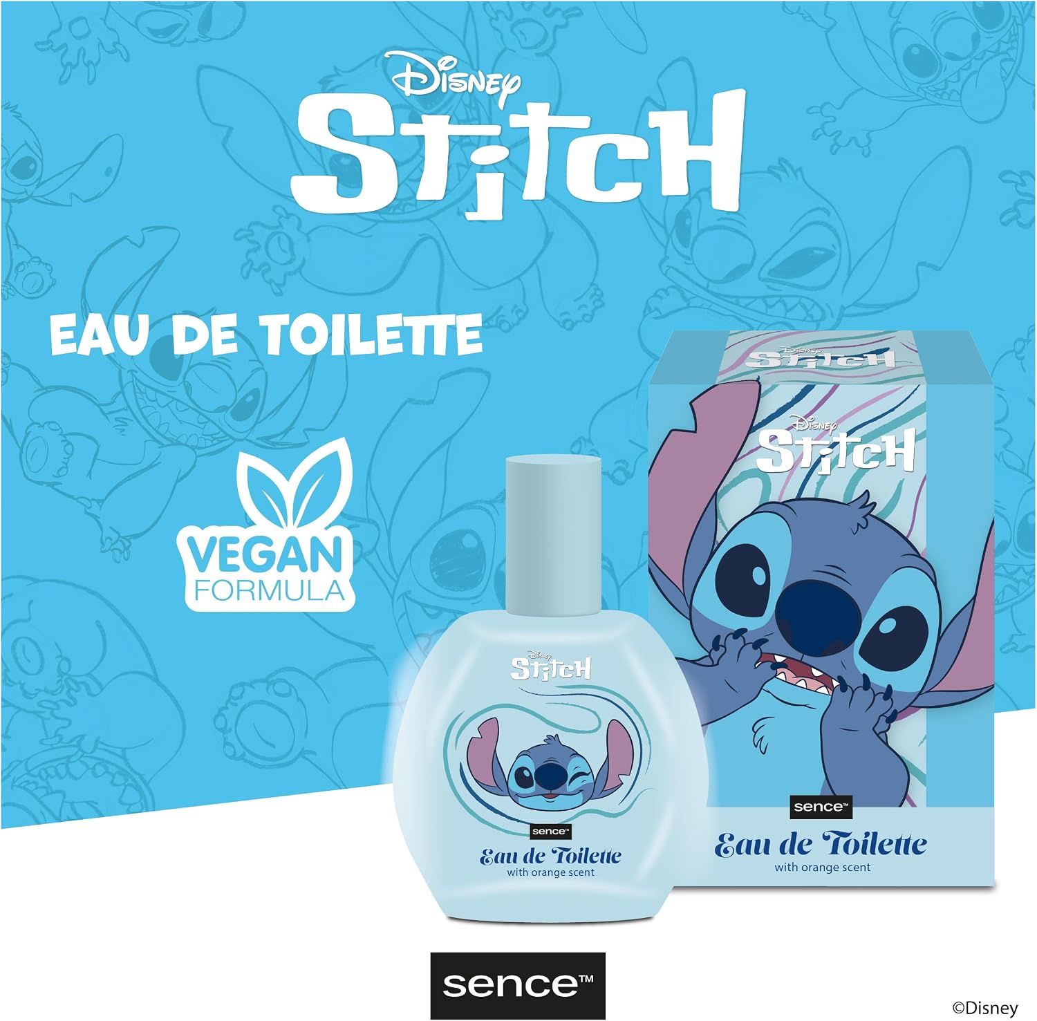Disney Stitch & Angel Orange EDT, парфюмированная вода для женщин, детей, подростков и девочек, Sence Vegan Beauty туалетная вода, парфюмированная вода для детей (1 × 100 мл)
