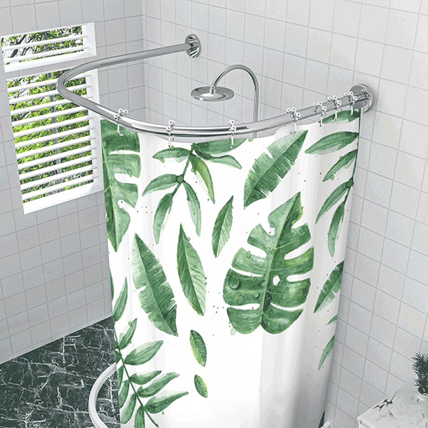 Adjustable Shower Curtain Pole Extendable No Drill, Wall