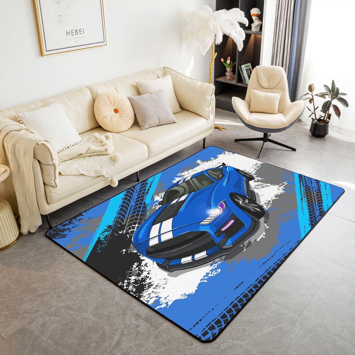 Tapis d'intérieur de piste de voiture grunge pour éviter les glissades dans la chambre 150x200