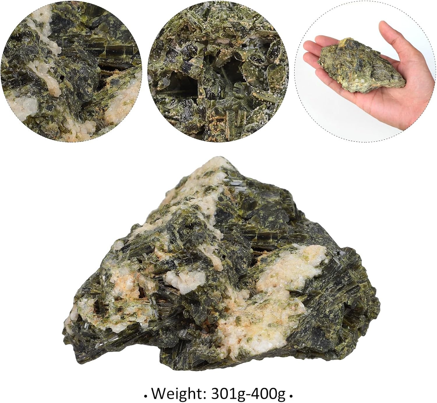 Nupuyai 1.89"-5.04" Green Tourmaline Stone for Home Decor, Raw Stone Cluster Geode Crystal Specimen for Tumbling, Cabbing, Cutting