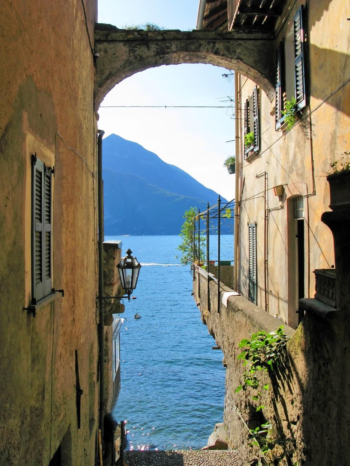 Wallmonkeys Romantic View to The Famous Italian Lake Como from Varenna Town Wall Decal Peel and Stick Graphic WM182932 (24 in H x 18 in W)