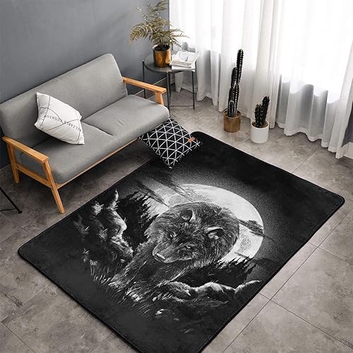 Miniatura 10 de Alfombra de área con diseño de cabeza de león 3D, antideslizante, cómoda, tapete de yoga, decoración del hogar para sala de estar y dormitorio, 60 x