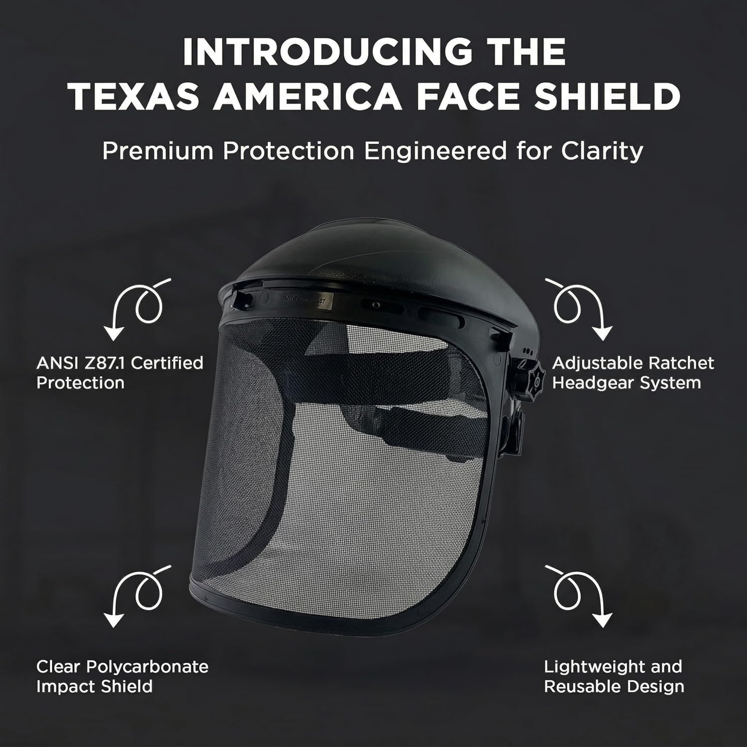 Texas America Safety Company Standard Smoke Mesh Faceshield with Headgear