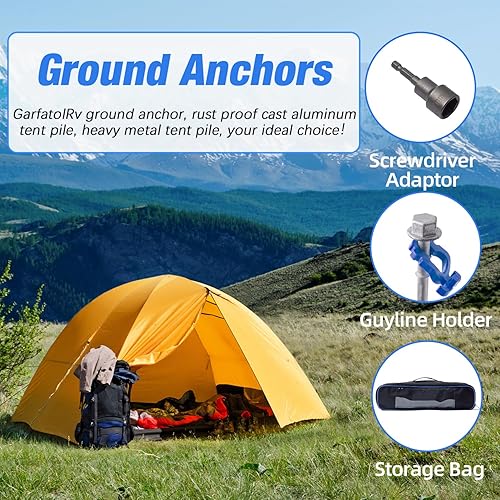 Miniatura 3 de Homeon Wheels - Anclajes de suelo de aluminio para campamento, de metal resistente, no se oxida, para asegurar animales, tiendas de campaña, toldos,