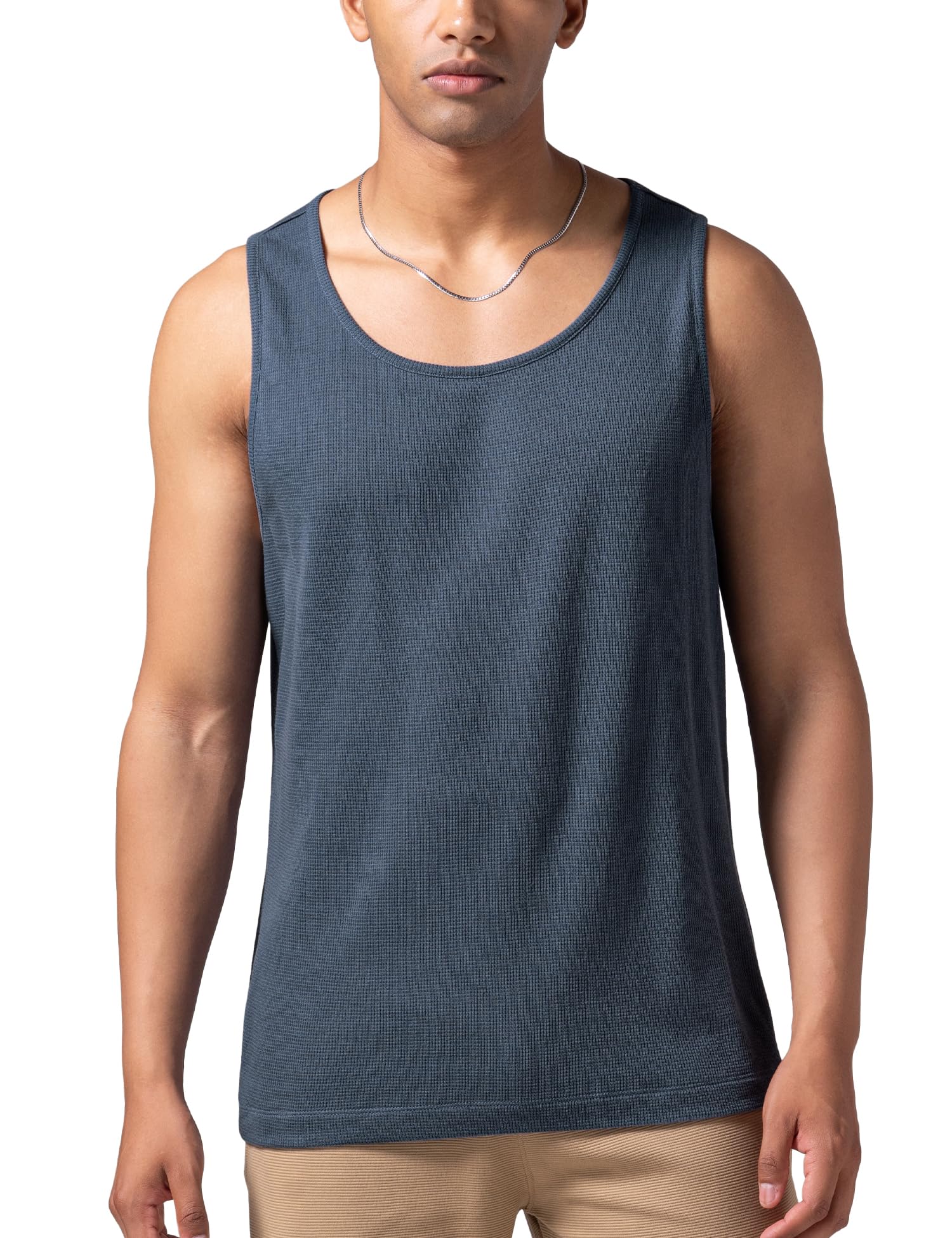 Relaxed Fit Cotton Rich Blend Waffle Texture Anti- Bacterial Super Premium Solid Tank Top Gym T shirts for Men Pack of 1-image-34