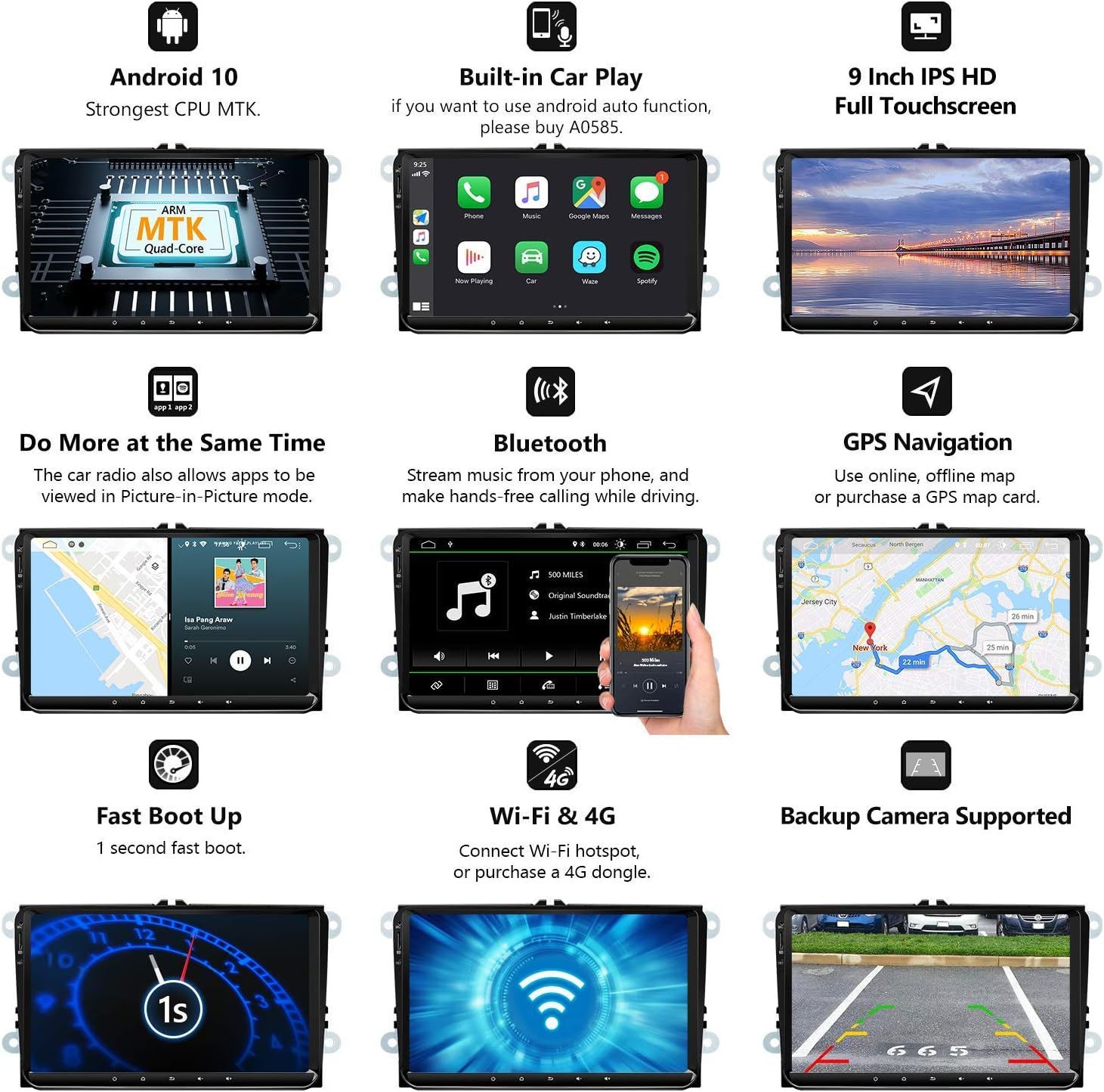 Onе-Dау Sаlе: Uр tо 60% оƒƒ 2021 Newest Double Din Car Setreo Eonon Android 10.0 system, 32GB ROM+2GB RAM for Volkswagen/SEAT/Skoda Compatible with Fender System Support Apple Carplay/Android Auto/Bluetooth 5.0/WiFi/Fast Boot-GA9453 Uр Tо 40% оƒƒ 2021 Newest Double Din Car Setreo Eonon Android 10.0 system, 32GB ROM+2GB RAM for Volkswagen/SEAT/Skoda Compatible with Fender System Support Apple Carplay/Android Auto/Bluetooth 5.0/WiFi/Fast Boot-GA9453