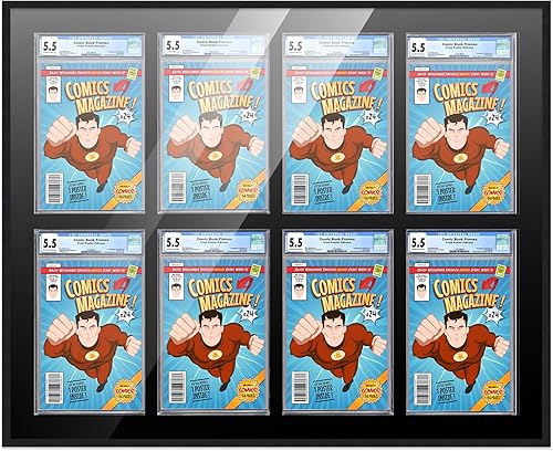 Miniatura 67 de Poster Palooza Marco de cómic con paspartú para 2 cómics CGC, CBCS o PGX Graded Comics – Marco de cómic negro para cómics de 8.125 x 13 pulgadas
