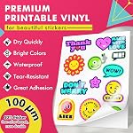 Koala Printable Papier adhésif en vinyle pour imprimantes jet d'encre et laser, 25 Feuilles Papier autocollant imperméable blanc brillant, 8.5x11 pouce papier d'imprimante pour imprimer votre propre stickers