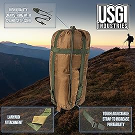 USGI Industries Military Woobie Blanket | Thermal Insulated Camping Blanket, Poncho Liner | Large, Portable, Insulation, Water-Resistant, for Hiking, Survival | Compression Carry Bag