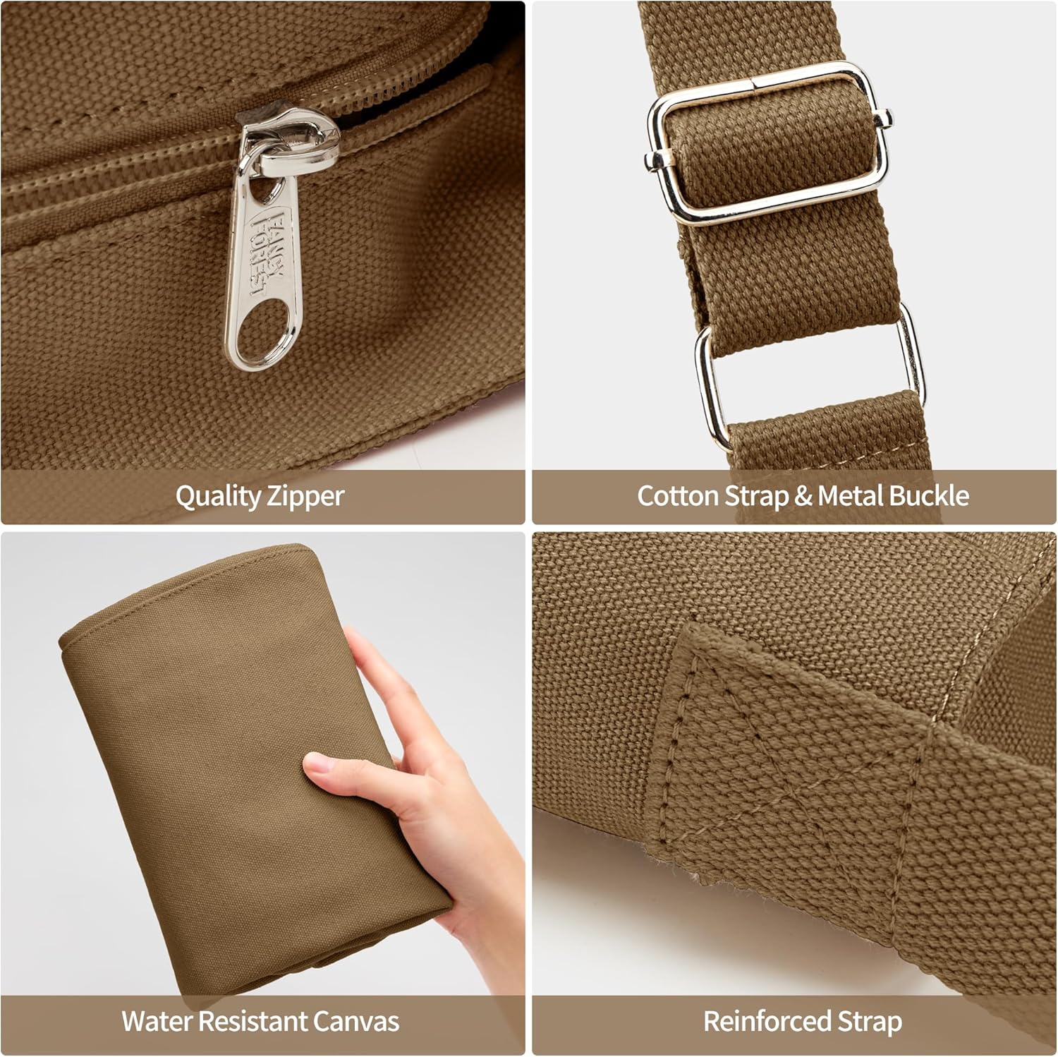 KALIDI Canvas Tote Bag Large Hobo Crossbody Shoulder Handbag Zipper Messenger Bag for Women or Men Casual College Work - Image 4