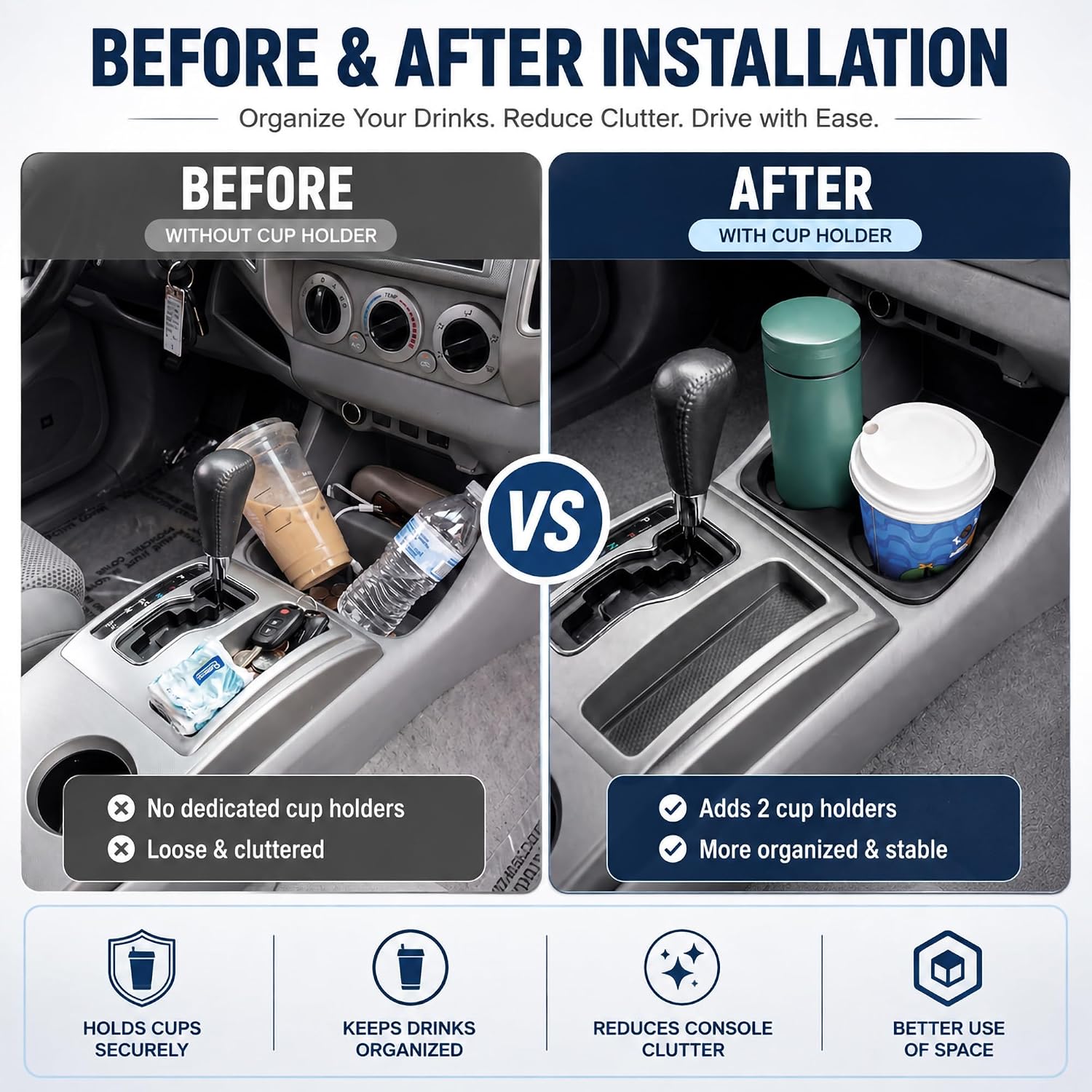 Center Console Cup Holder for 2005-2015 Toyota Tacoma Accessories