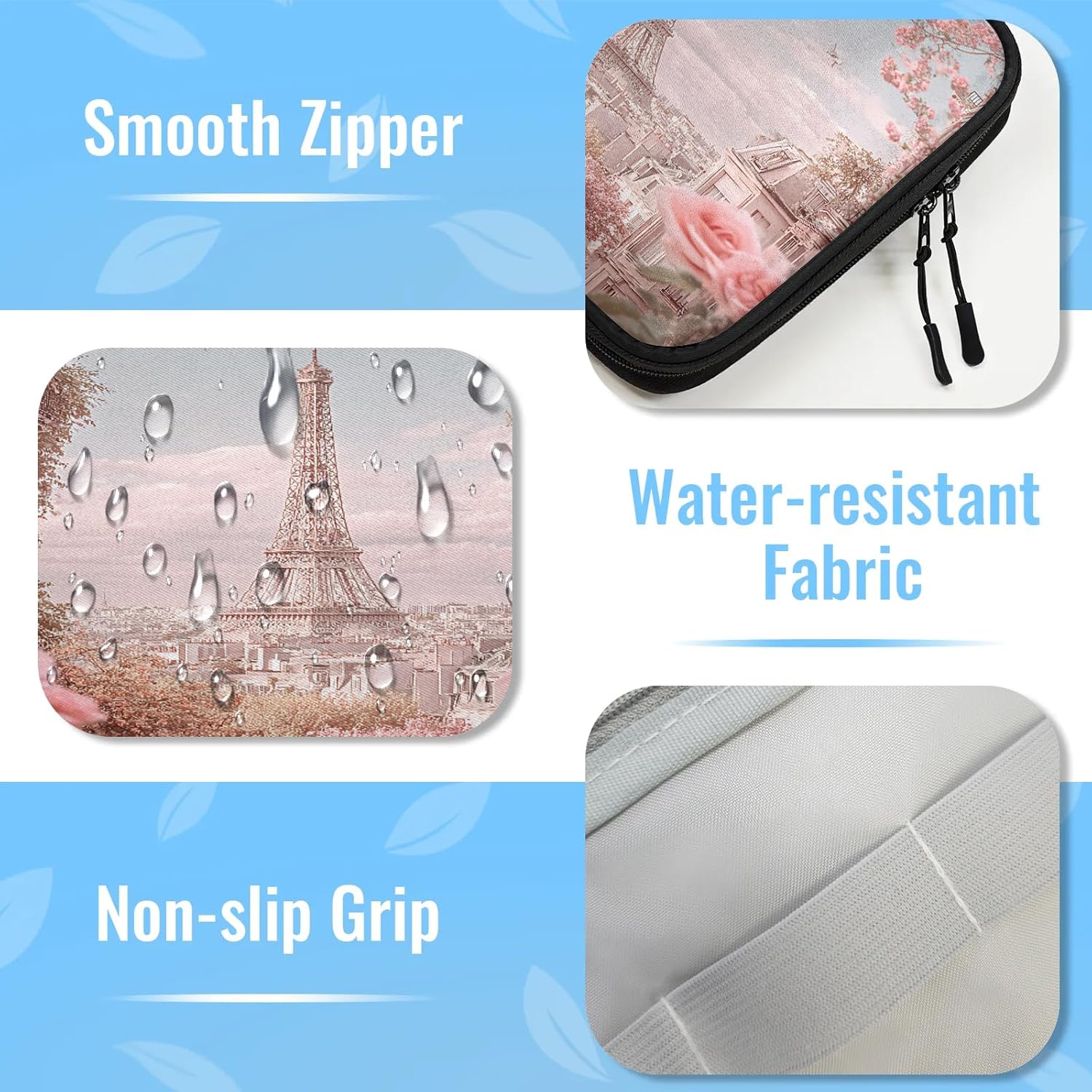 Cable Organizer Pink Roses Paris Electronics Travel Organizer Case Tech Accessories Pouch Waterproof Cord Storage Bag for Power Bank Charger Phone Earphone