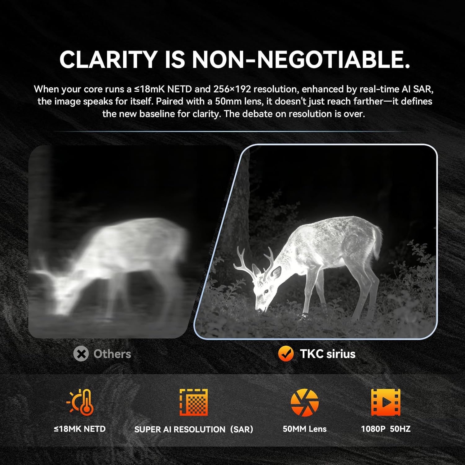 TK-C Sirius Thermal Scope for Hunting,12um18mK Sensitivity Super AI Resolution Thermal Imaging RifleScope with LRF, WiFi, RAV，Video Recording & Rugged Weatherproof Design
