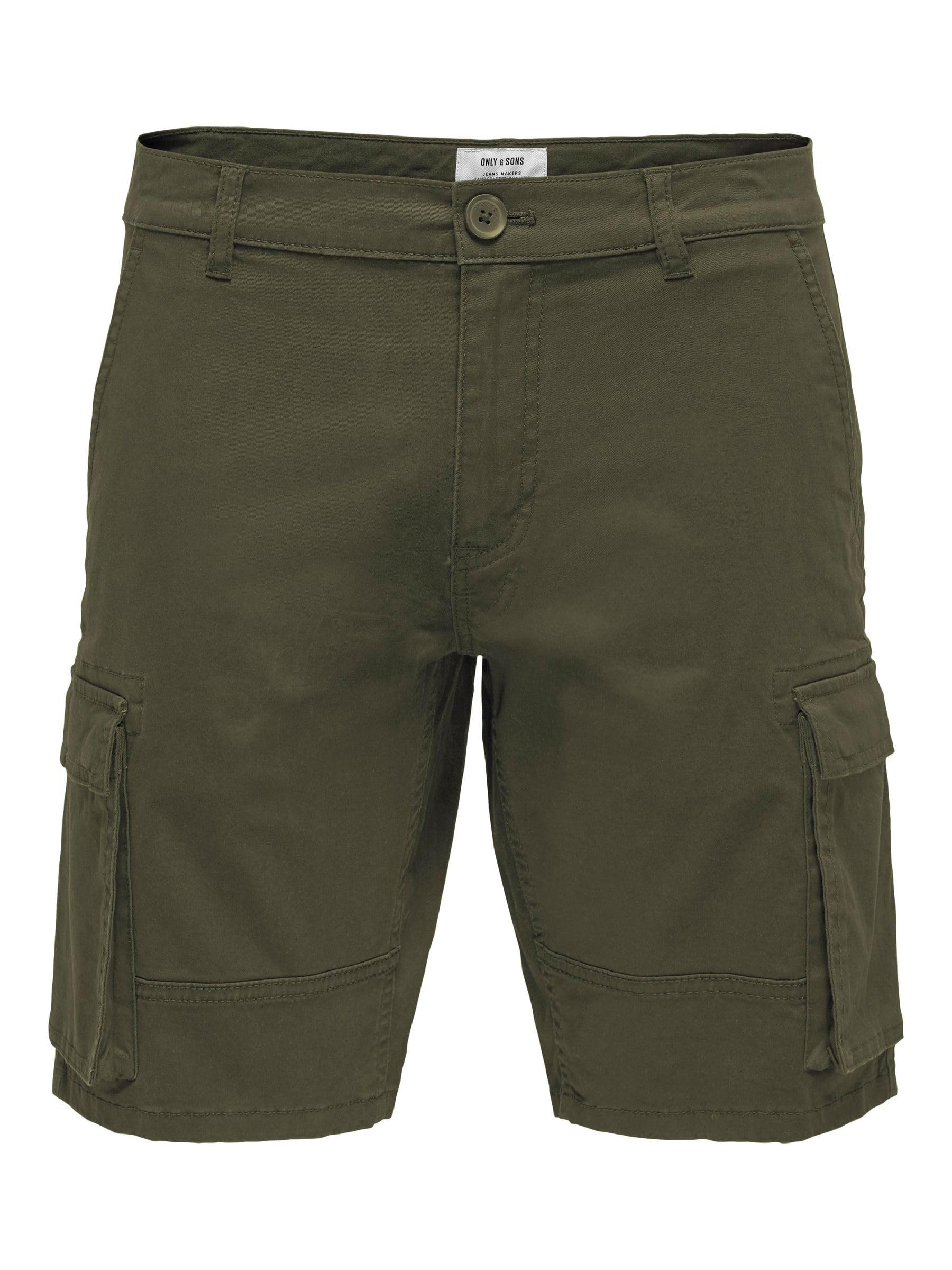 ONLY & SONS Male Cargo Shorts, Olive Night, S