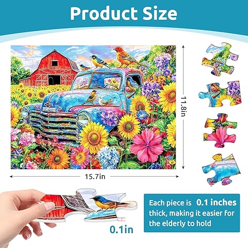 Miniatura 6 de 3 paquetes de 48 piezas grandes para personas mayores, productos de demencia y Alzheimer, actividades para adultos mayores, rompecabezas