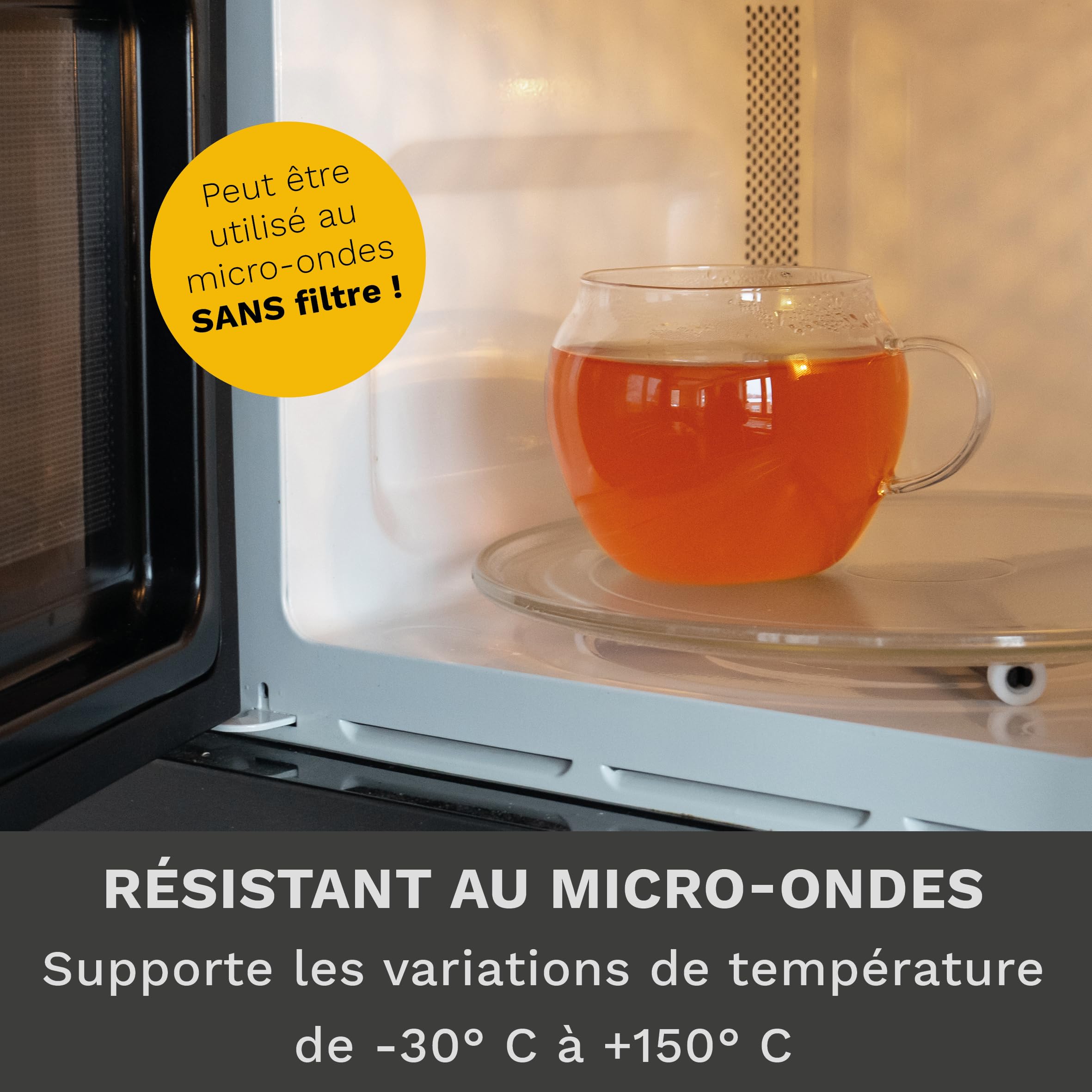 Creano Set de 2 Verres Jumbo XXL 450ml avec Filtre en Acier Inoxydable et Couvercle – Tasses à Thé en Verre Borosilicate Soufflé à la Bouche – Cadeau Couple