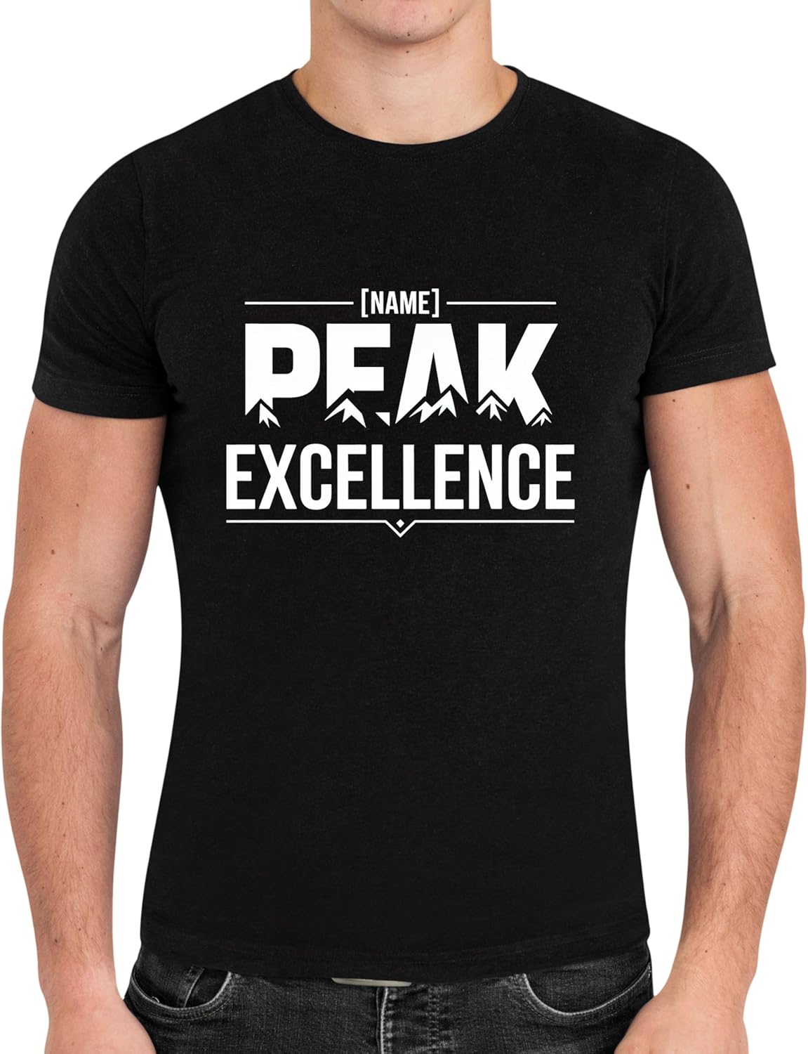 Bold Title Tee with Name Position Name – Peak Excellence Black