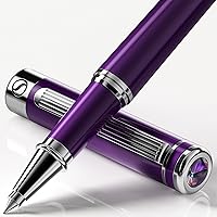 Vista 20 de Pluma de bola de acero inoxidable Scriveiner - Impresionante pluma de lujo de metal con acabado cromado plateado, repuesto de tinta Schmidt