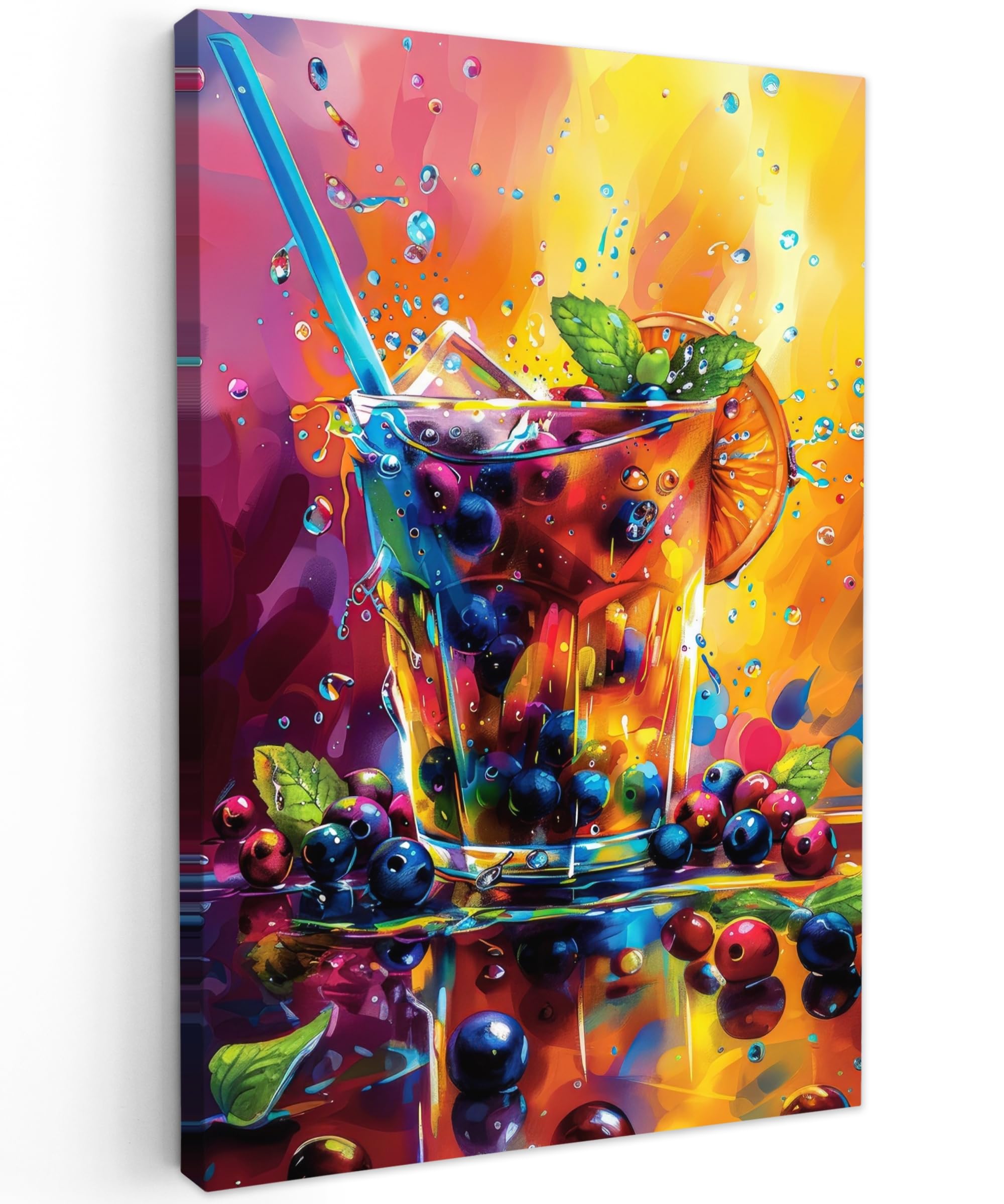 MuchoWow© Canvas Wall Art Work 31"x47" / 80x120 cm Room Decor Painting Wallfillers Picture Decoration Prints Cocktail - Fruit - Colourful - Drink