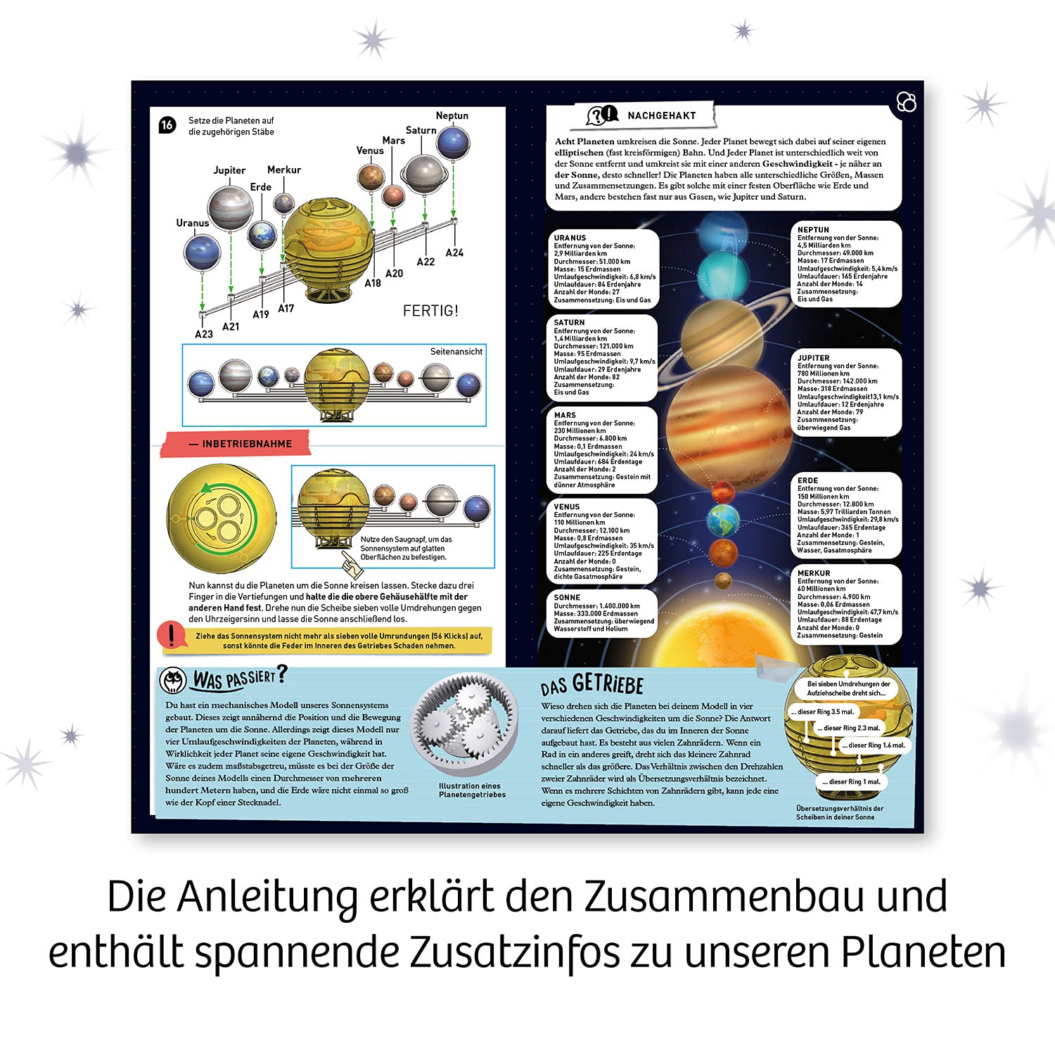 KOSMOS 671532 Sonnensystem, Lass die Planeten um die Sonne kreisen, mechanisches Modell, Experimentierkasten für Kinder ab 8-12 Jahre zu Astronomie, Weltall