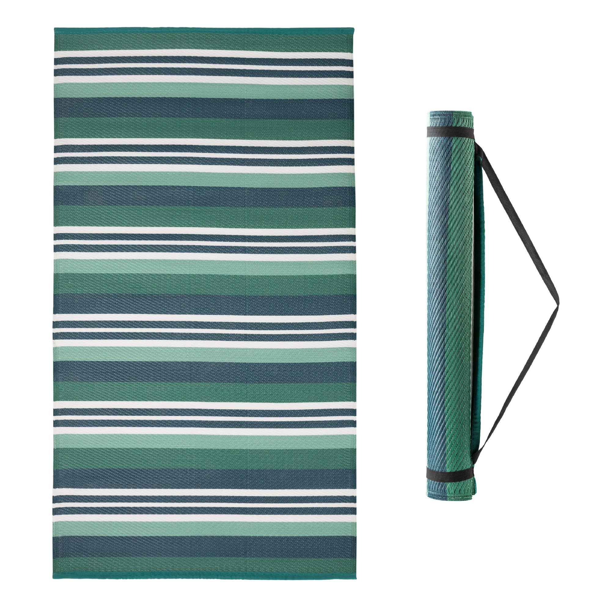 Yello Green Eco Beach Mat, Outdoor Potable Rug With 50% Recycled Material, Lightweight With Carry Strap, Camping, Fishing, Beach
