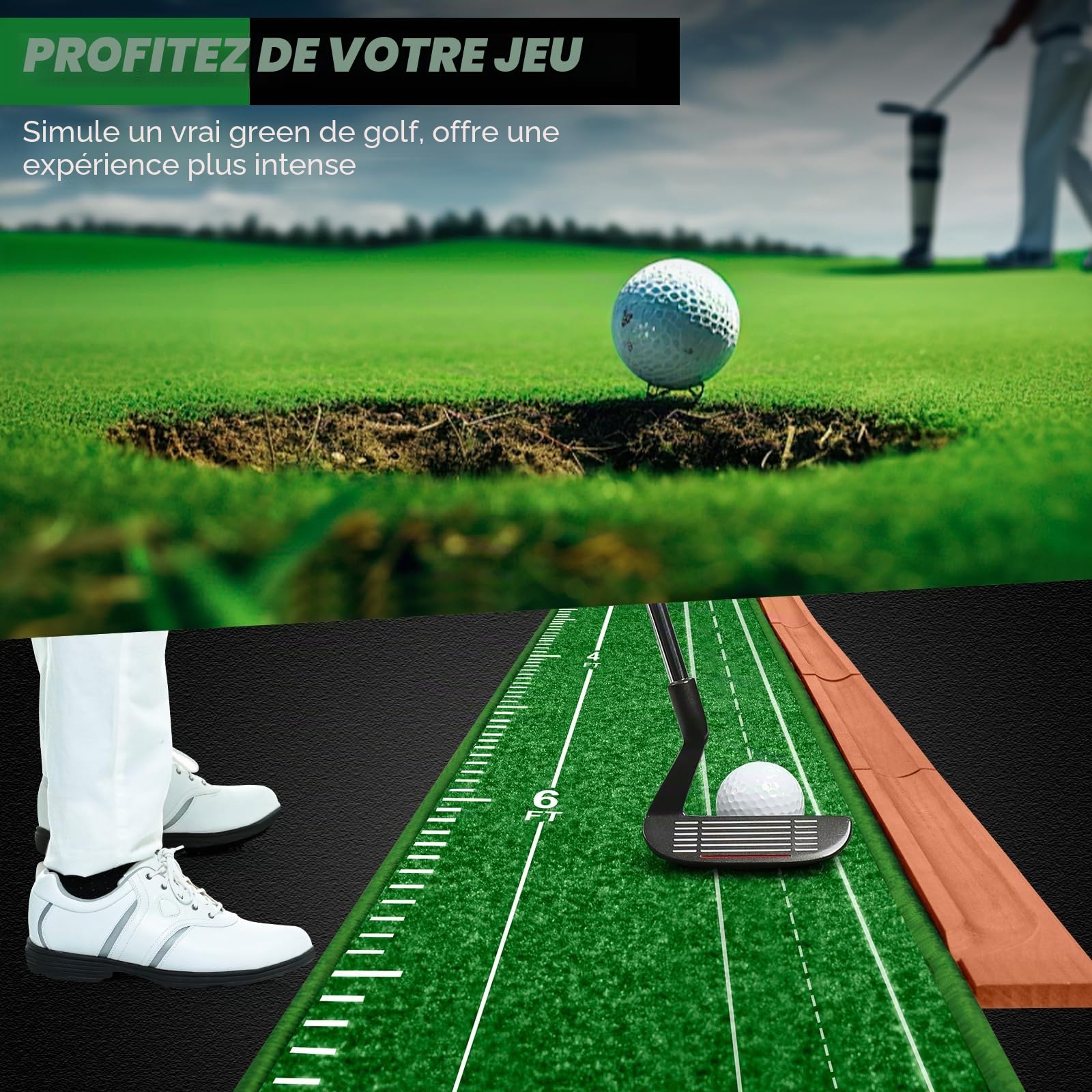 Tapis de puting, Tapis de Putting, Tapis de Golf d'intérieur, Tapis de Putting Green, Tapis de Golf, Pratique de Putting, Putting
