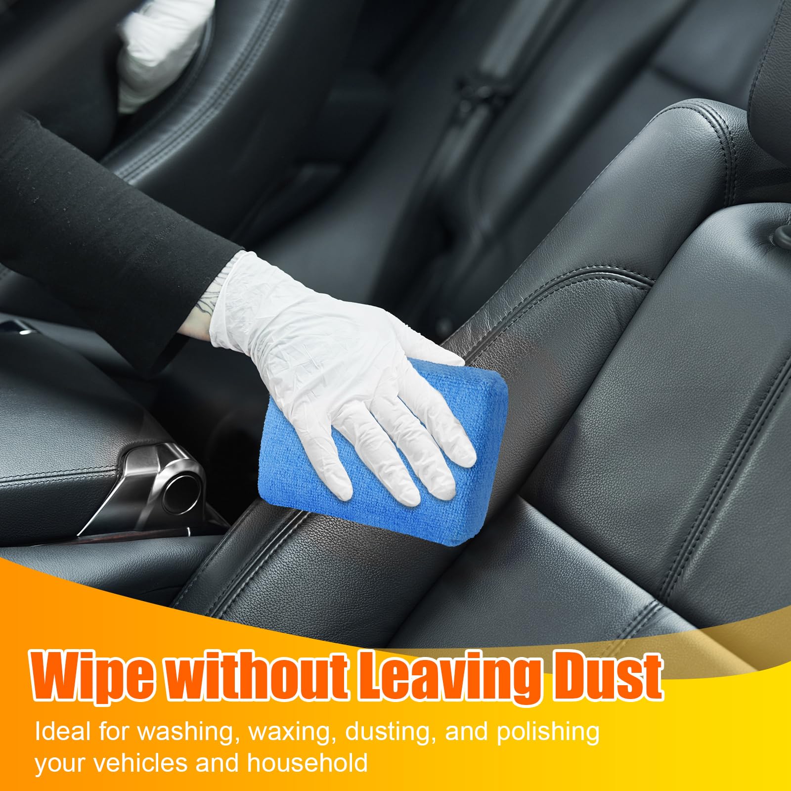 Riakrum 32 tamponi applicatori in microfibra per applicare schiuma di cera per auto, rivestimento in ceramica, applicatore per lucidare i pneumatici, per applicare schiuma di cera (giallo, grigio,