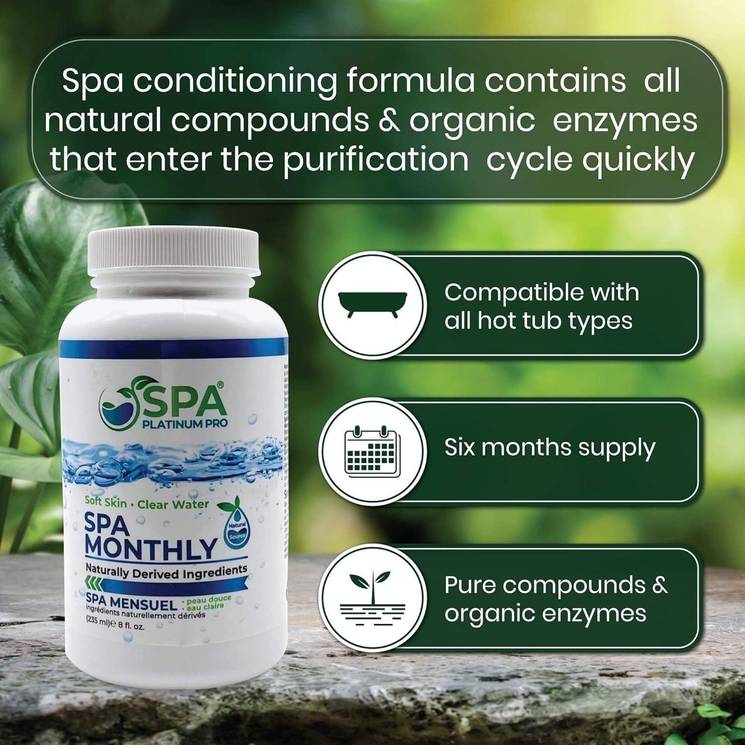Natural Spa Water Treatment and Conditioner, 8 FL Oz
