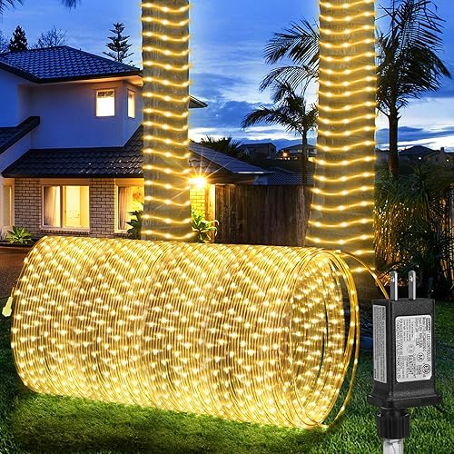 Tira de 240 luces LED, 24 V, 2 cables, tira de luces para exteriores de bajo voltaje, tubo transparente, impermeable, iluminación decorativa con 8