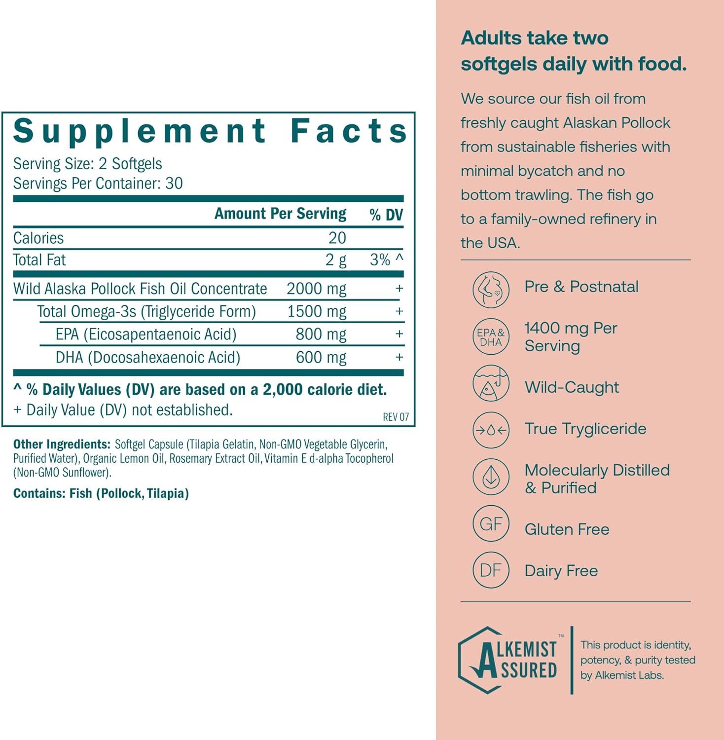 True Grace Prenatal DHA - 60 Softgels - 1400mg of DHA & EPA - for Pre-Conception, Pregnancy & Lactation - Wild Caught & Sustainably Sourced - Gluten Free - 30 Servings - Image 2