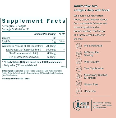 Miniatura 2 de True Grace DHA prenatal  60 cápsulas blandas  1400 mg de DHA y EPA  para preconcepción, embarazo y lactancia  capturado silvestre y de origen