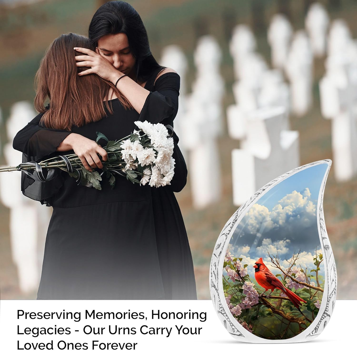 Cardinal Bird Urn, Cremation Urn, Large Urn for Ashes for Women, Burial Urns for Adult Human Ashes, Unique Gifts for Women, Urns for Burial In Ground, Adult Urns for Human Ashes, Ashes Urn 10 Inch