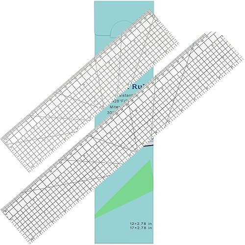 HLZC Versión extendida de 2 piezas de regla de dobladillo caliente para acolchar, regla de prensa caliente, antideslizante, herramienta hecha a mano