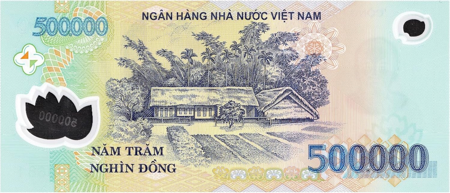 2 x 500,000 VND Notes, Total One Million, P-124 UNC Polymer Uncirculated Notes - Foreign Notes