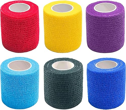 Vendaje cohesivo autoadherente de 2 x 5 yardas, vendajes de primeros auxilios elásticos deportivos atléticos, cinta veterinaria para esguince de