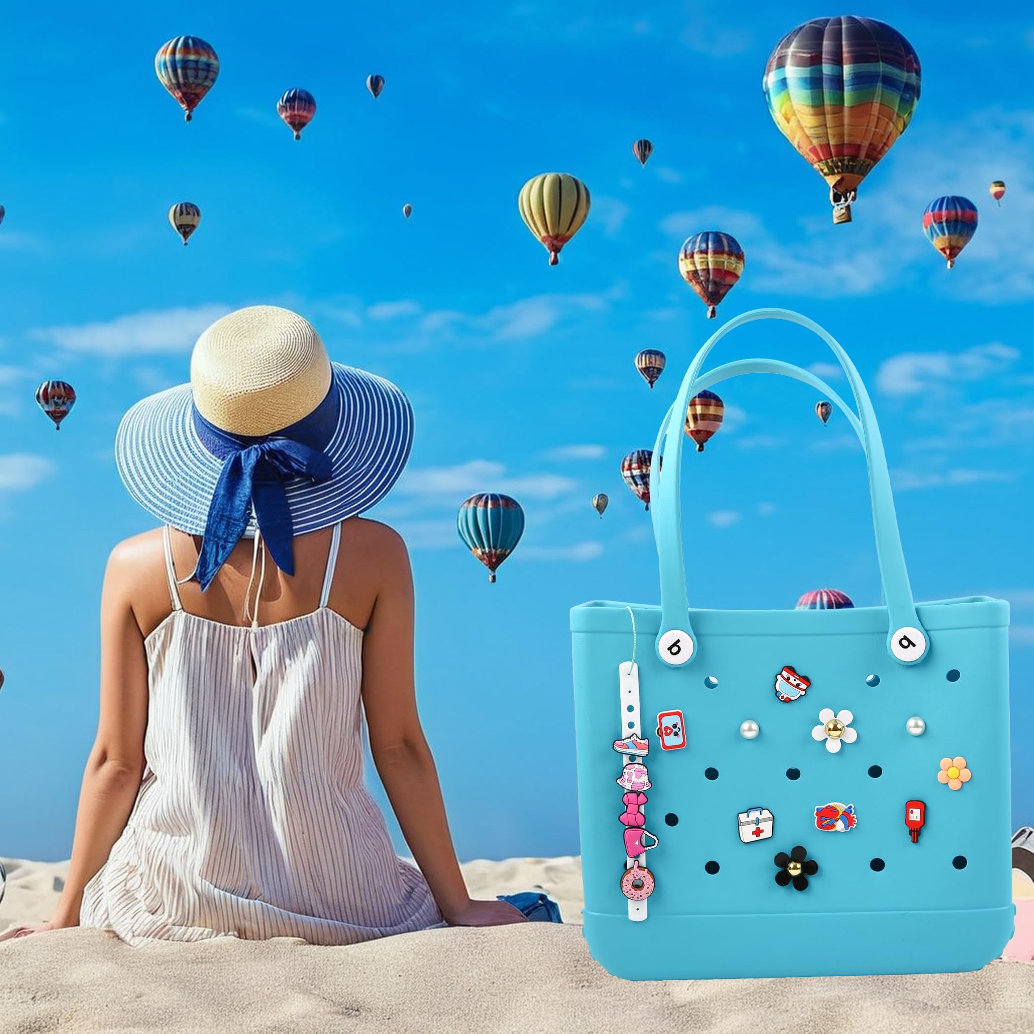 Charms para Crocs Bogg Bag Totes de Playa Adornos Decorativos Zapatos Accesorios Mujer Niña Pines Personalizables Bolsos EVA