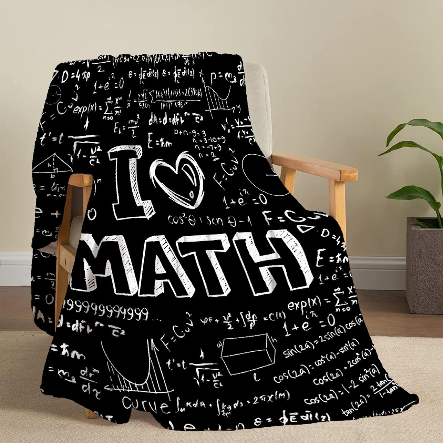 I Love Math Blanket Soft Flannel Throw Blankets for Sofa Bed Couch Math Gifts for Women Men Medium 60×50in for Teen