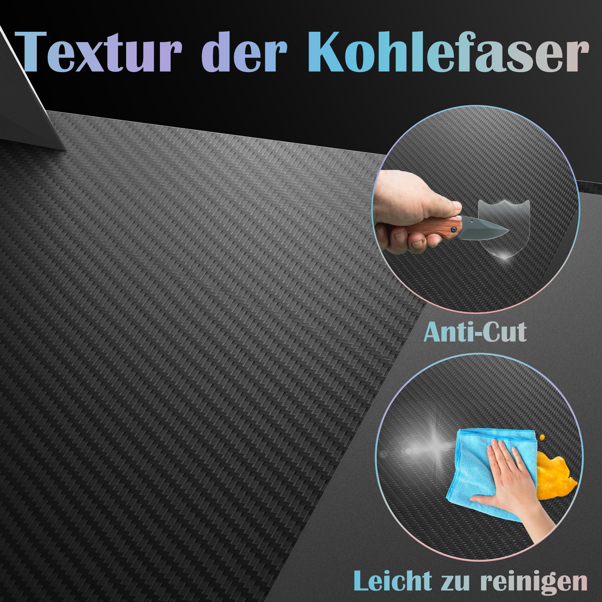 NAIZY Table de jeu 140 cm avec support pour casque et porte-gobelet, bureau en fibre de carbone pour gamer, bureau d'ordinateur ergonomique avec trou pour câble et LED