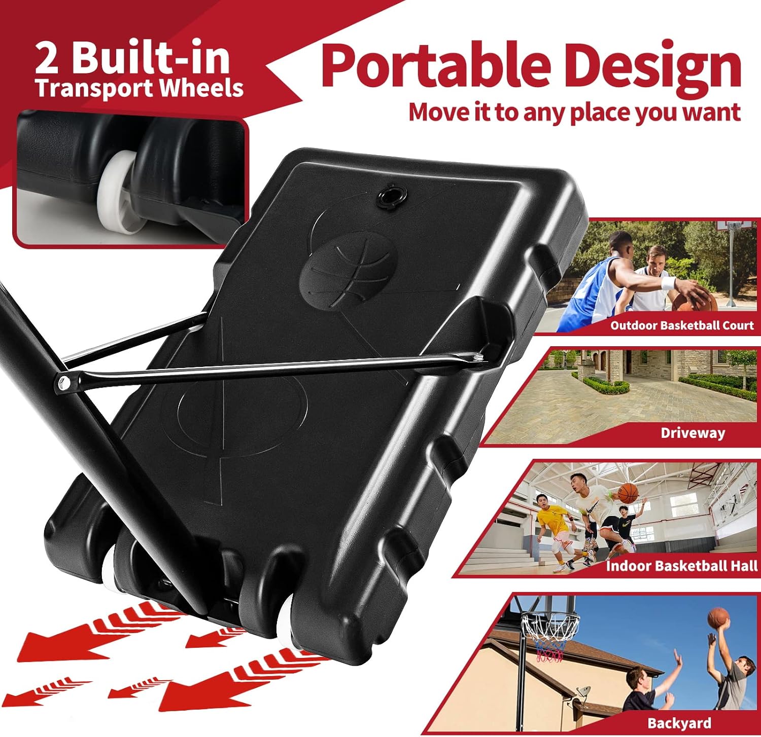 Giantex Portable Basketball Hoop Outdoor - 4.25-10ft Height Adjustable Basketball Goal System w/ 43.5" Backboard, Sandbag, Fillable Base, Basketball Hoop Indoor for Adults, Backyard, Driveway