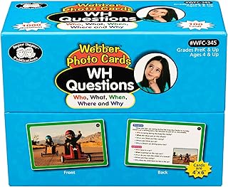 Super Duper Publications | Webber® Photo Cards – WH Questions | Flashcards - Receptive and Expressive Language Skills | Educational Learning Resource for Children