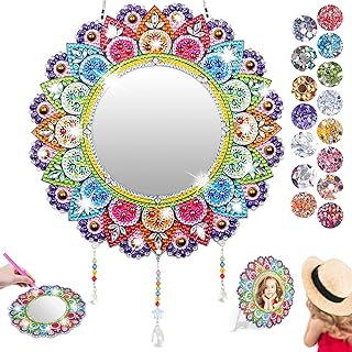 Comprar AUAUY 5D Kit Painting Diamond de Espejo, Mandala Diamond Painting Kit, Espejo de Maquillaje de Diamante Painting NiñOs, Arte de Cristal para NiñOs, Manualidades con Accesorios, Regalos de CumpleañOs
