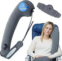 Vista 9 de Almohada de viaje TravelRest Todo-en Uno Premium – Incluye cubierta lavable de tejido suave con cierre y está rellena de espuma viscoelástica., Azul