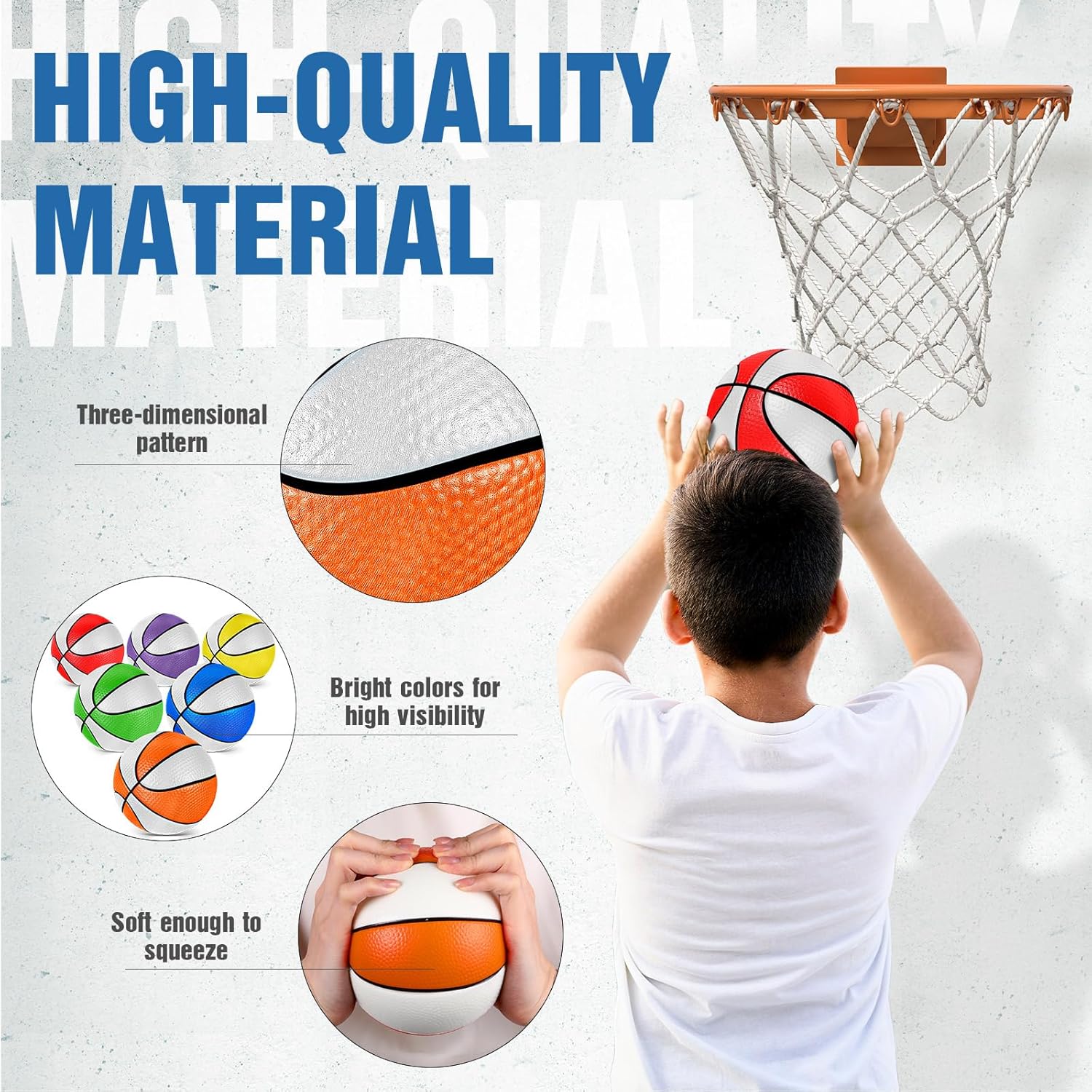 Wettarn 6 Pcs 5'' Soft Foam Basketball for Kids Mini Sponge Stress Ball Slow Rising for Indoor Mini Basketball Hoop School Sports Party Favor Swimming Pool Outdoor