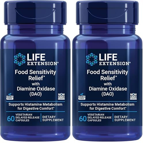 Life Extension Food Sensitivity Relief with Diamine Oxidase (DAO),Occasional Gas,Digestive