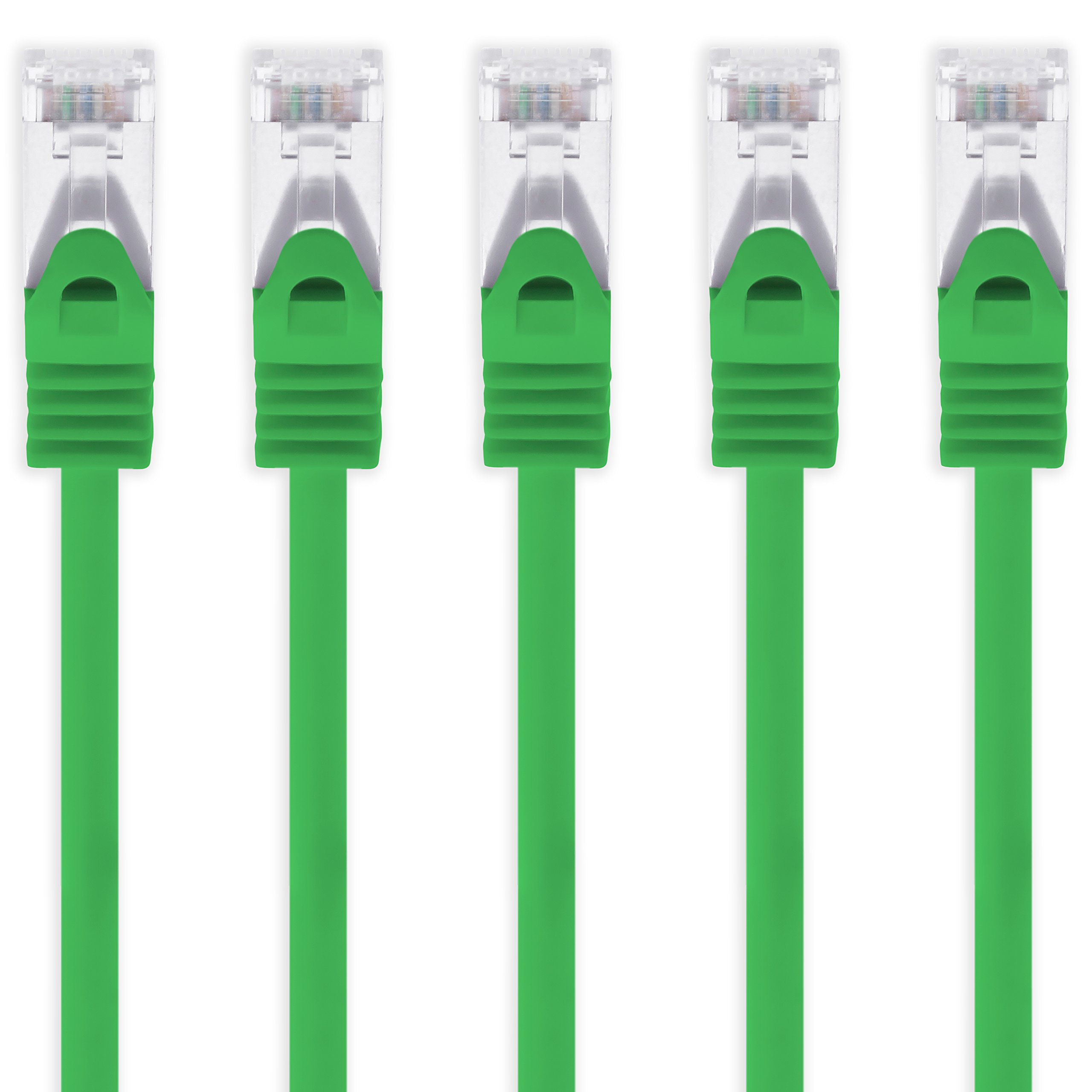 1aTTack.de 5m - grün - 5 Stück Cat7 Netzwerkkabel SFTP Patchkabel Lankabel Rohkabel 10GB/s - 500 Mhz konfektioniert mit 2 RJ45 Stecker Cat 6a