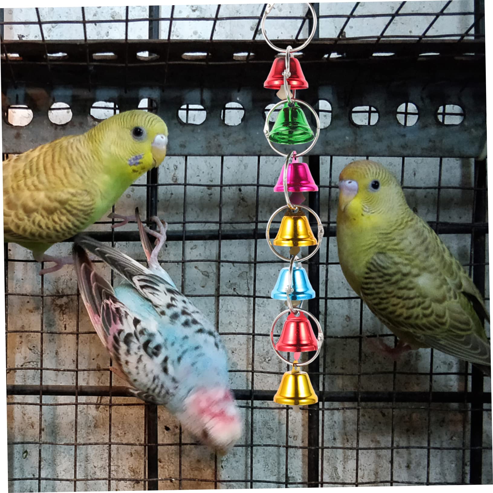 BESPORTBLE 12piezas Juguete para Aves Campanas Cuerda De Juguete para Periquitos y Loros Colgante De Diversión para Jaulas De Aves para Masticar y Jugar