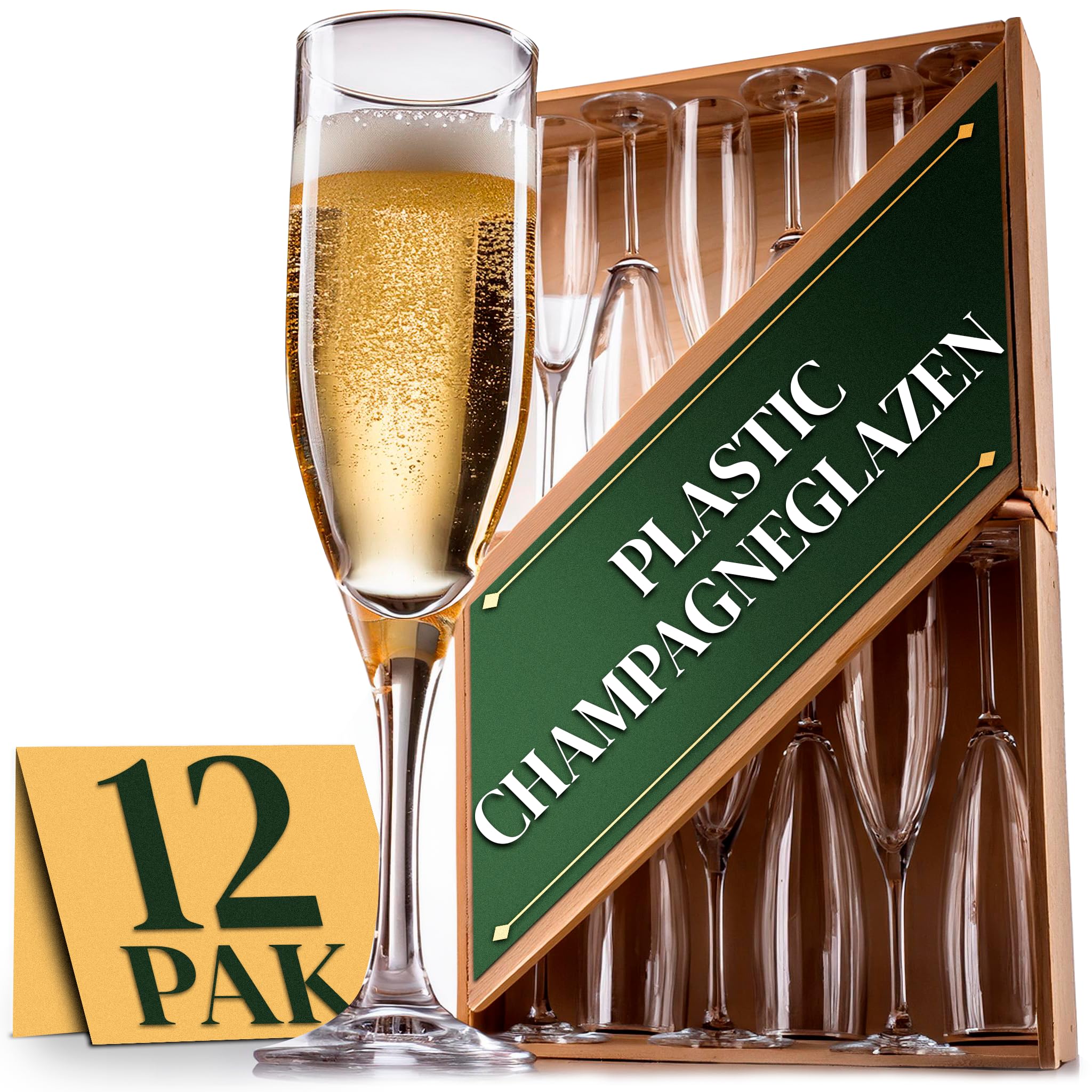 EH Prosecco/champagneglazen - 4x - zwart/goud - 130 ml | Fun en Feest