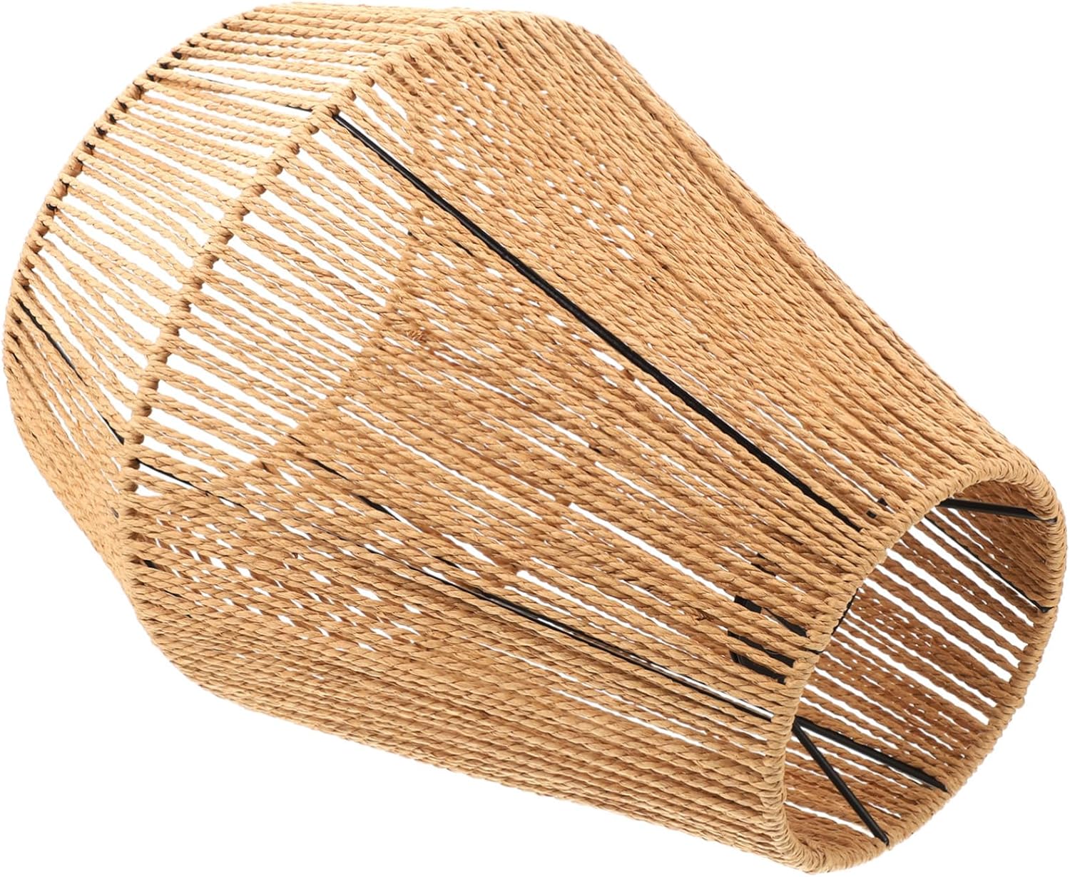 WOONEKY Boho Room Decor Chandelier Woven Paper Lampshade Replacement Ceiling Lamp Accessory for Home