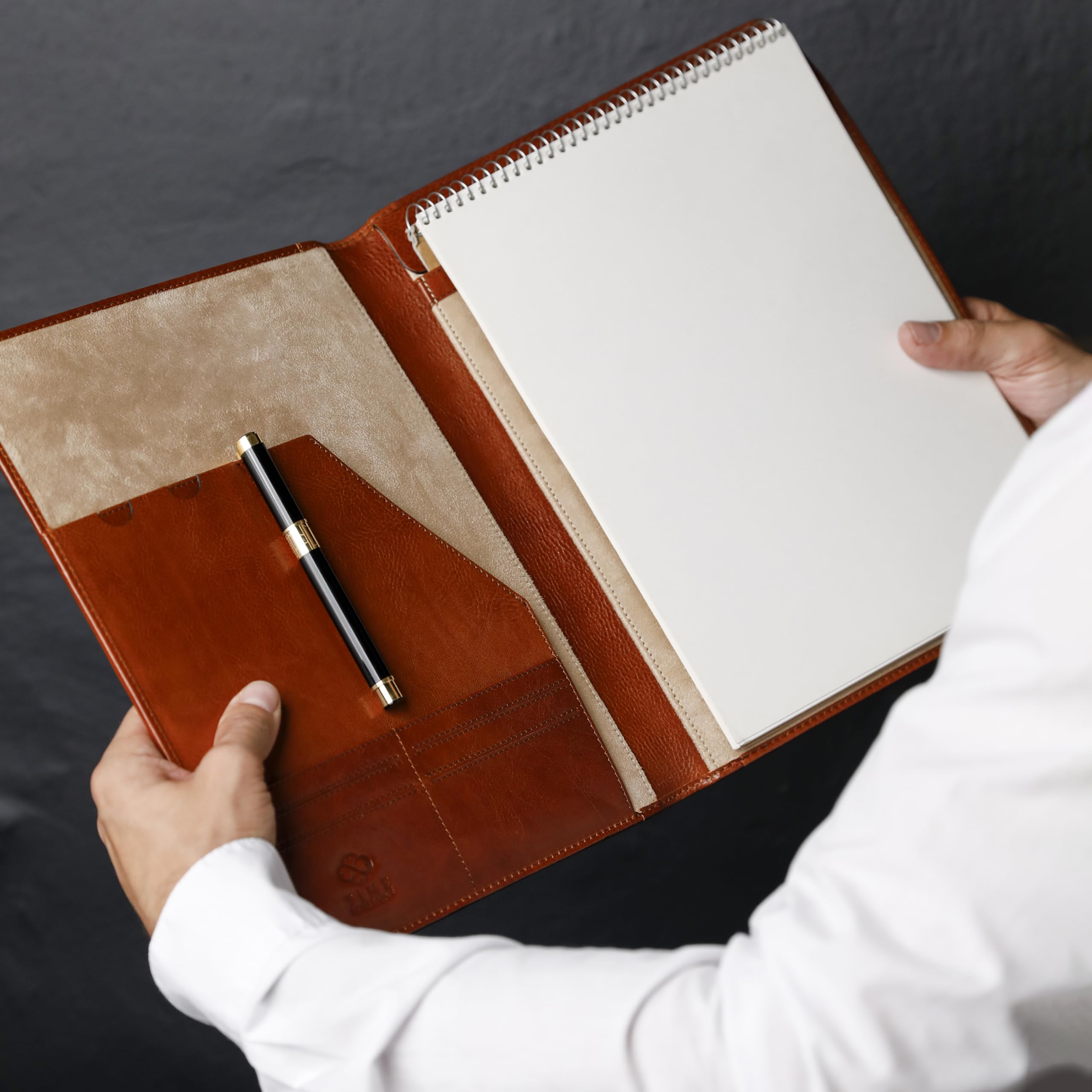 Time Resistance Leather Portfolio Tablet size Leather Document Case Small Briefcase - Image 3