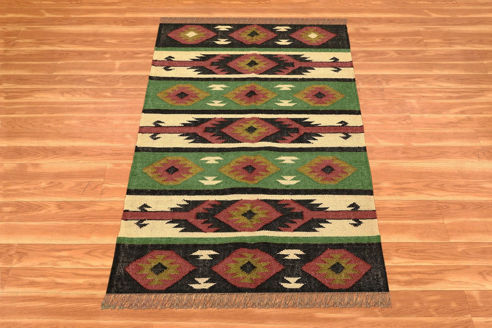 Wytrzymały kwadratowy dywanik 20 x 20 cm - ręcznie tkany zielony i wielorazowy płaski wełniany dywan jutowy do wewnątrz/na zewnątrz obszar o dużym natężeniu ruchu sypialnia kuchnia jadalnia